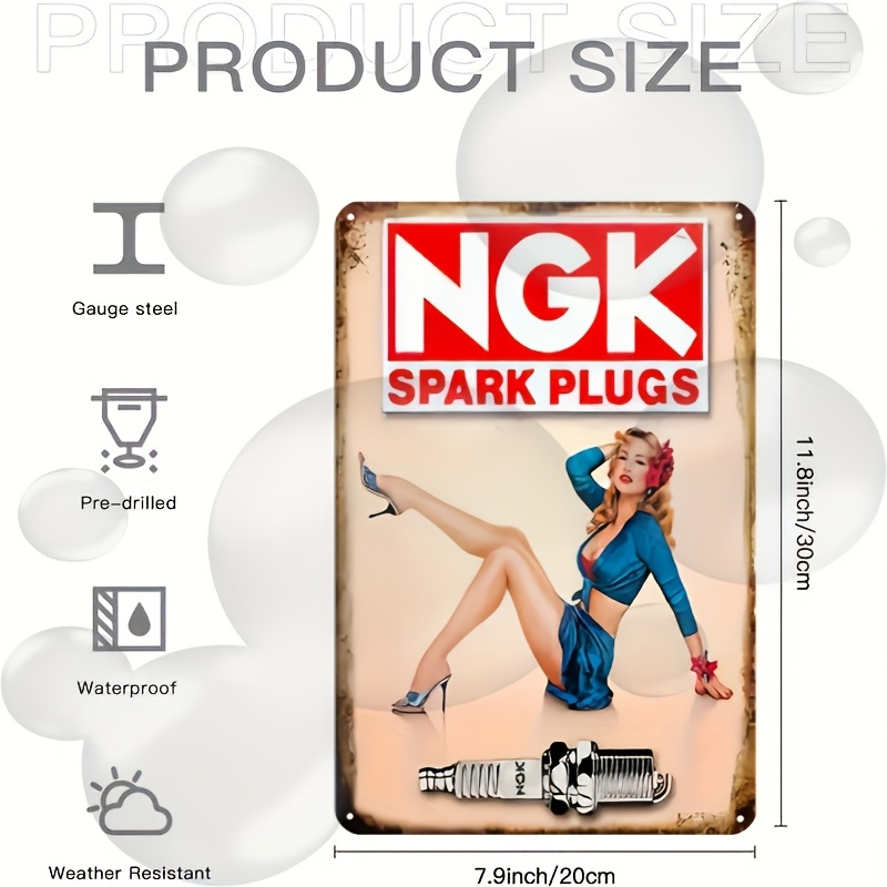 Spark Plug - Plakat Logam Bertema Busi Klasik –